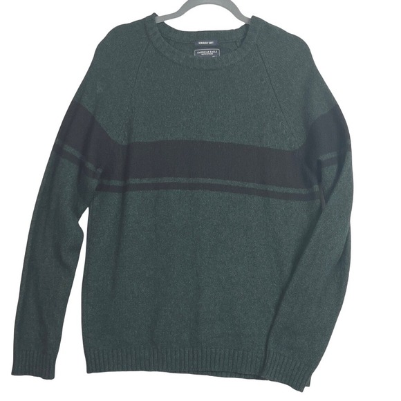 American Eagle Outfitters Other - American Eagle Mens Seriously Soft Wool‎ Blend Striped Crewneck Sweater Green L